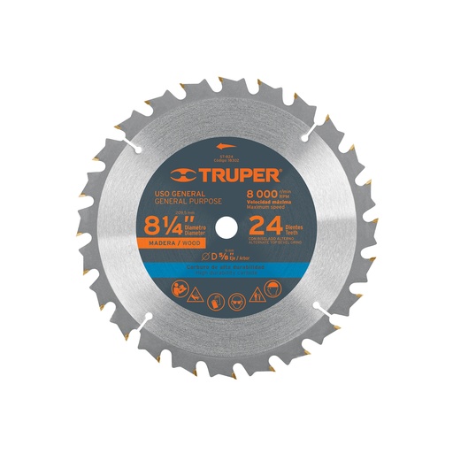 [T18302] Disco sierra 8-1/4' para madera, 24 dientes centro 5/8' - Pag 183