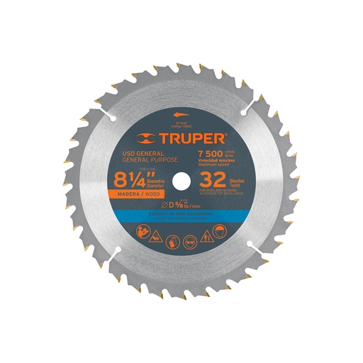 [T12682] Disco sierra 8-1/4' para madera, 32 dientes centro 5/8' - Pag 183