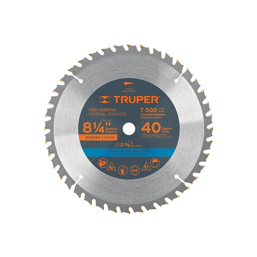 [T18303] Disco sierra 8-1/4' para madera, 40 dientes centro 5/8' - Pag 183