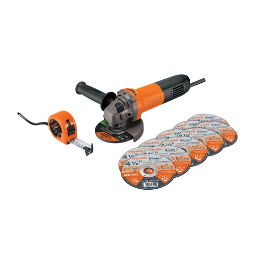 [T101526] Esmeriladora 4-1/2' 700 W, 10 discos y flexómetro, Truper - Pag 337