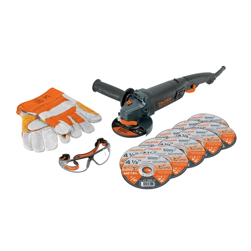 [T101456] Esmeriladora 4-1/2' 950 W, discos, lentes y guantes, Truper - Pag 337