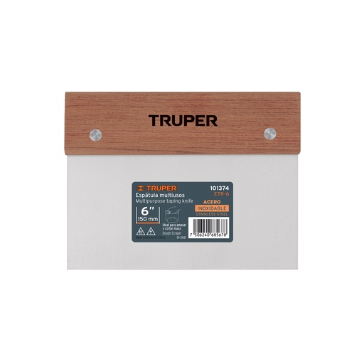 [T101374] Espátula rectangular 6' x 3' acero inoxidable, mango madera - Pag 201