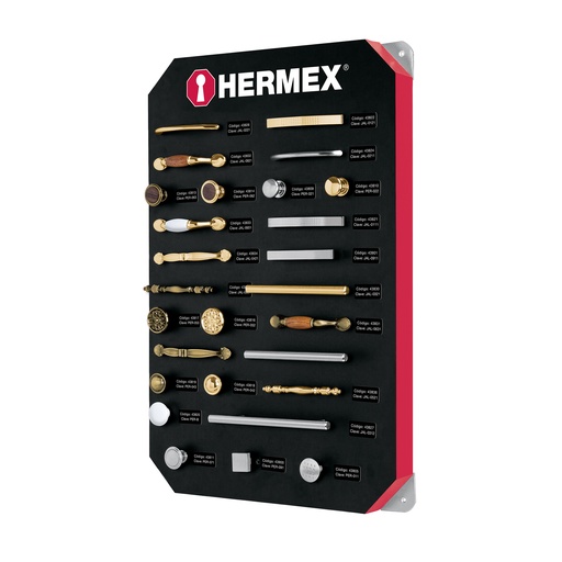 [T53001] Exhibidor con jaladeras y perillas, 1 tablero, Hermex - Pag 796, 812