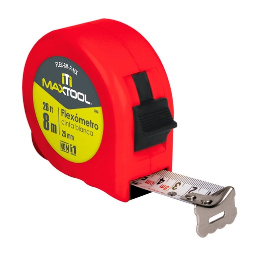 [A301618] Flexometro de 8 mts color rojo