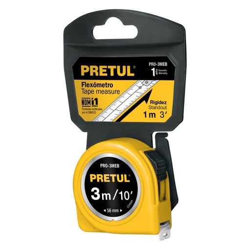[T21605] Flexómetro amarillo 3 m cinta 13 mm, en tarjeta, Pretul - Pag 208
