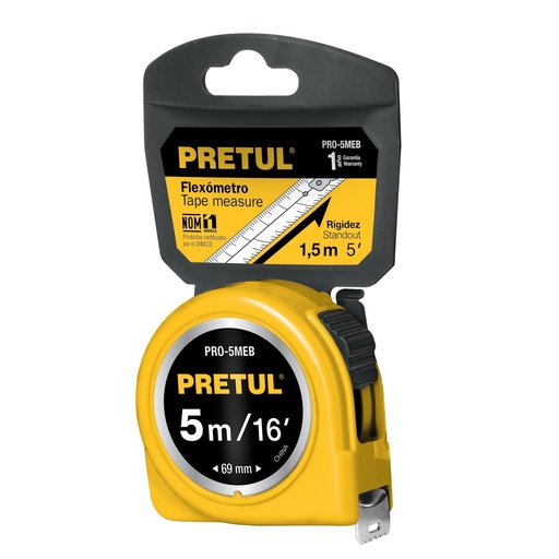 [T21606] Flexómetro amarillo 5 m cinta 19 mm, en tarjeta, Pretul - Pag 208