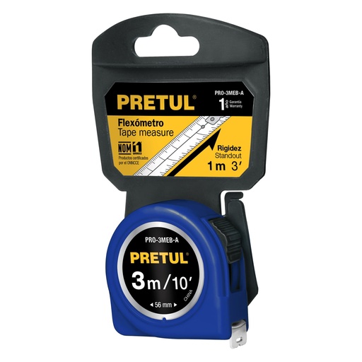 [T21609] Flexómetro azul 3 m cinta 13 mm, en tarjeta, Pretul - Pag 208
