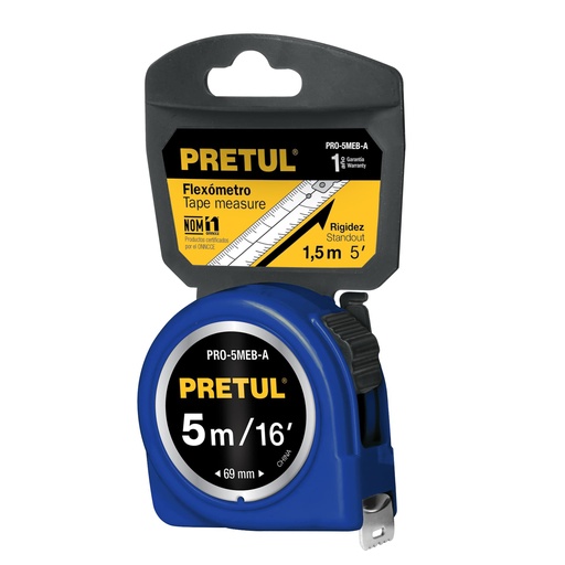 [T21610] Flexómetro azul 5 m cinta 19 mm, en tarjeta, Pretul - Pag 208