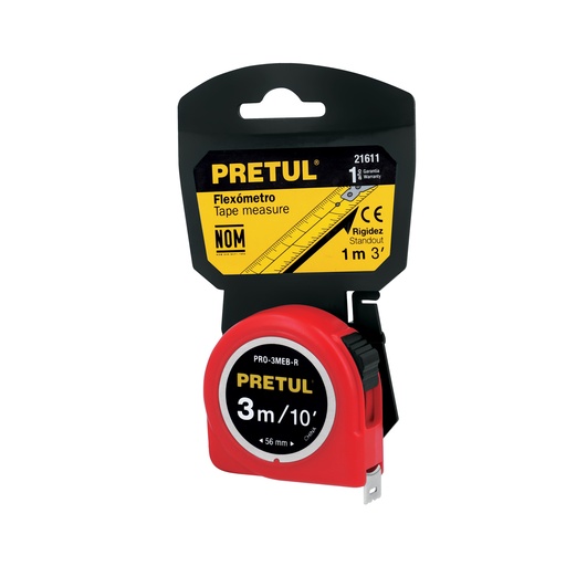 [T21611] Flexómetro verde 3 m cinta 13 mm, en tarjeta, Pretul - Pag 208
