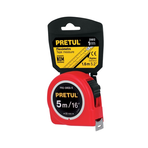 [T21612] Flexómetro verde 5 m cinta 19 mm, en tarjeta, Pretul - Pag 208