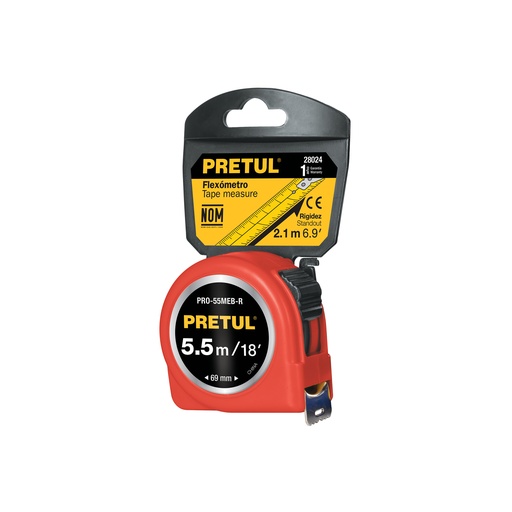 [T28024] Flexómetro verde 5.5 m cinta 25 mm, en tarjeta, Pretul - Pag 208
