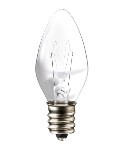 [A122271] Foco Incandescente Vela Color, Traslúcido, Luz Cálida, 7W, 50PACK