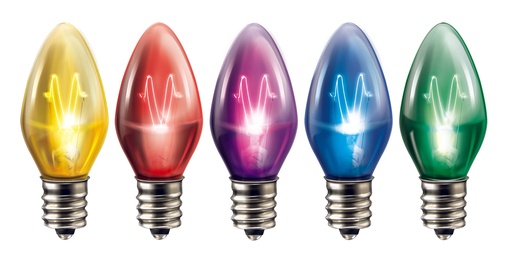 [A122272] Foco Incandescente Vela Color, Traslúcido, colores surtidos, 7W, 50PACK