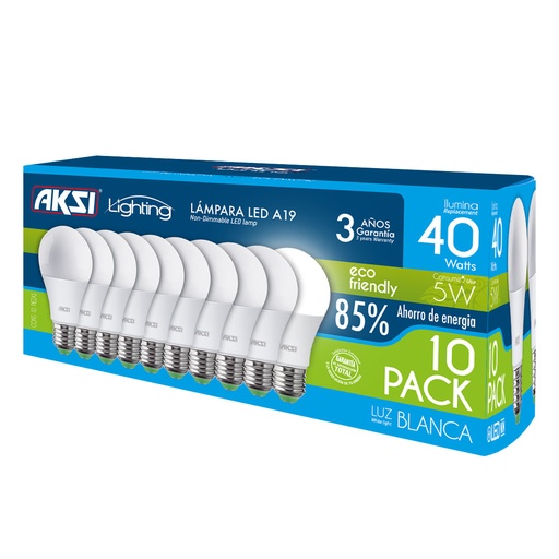 [A129006] Foco LED 10PACK 5W ECO luz blanca, caja color