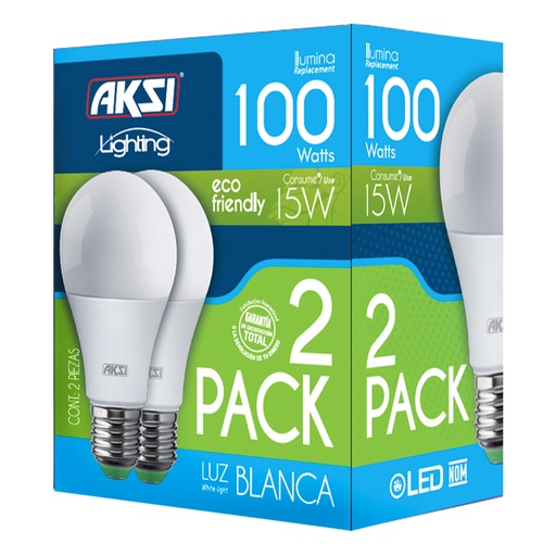 [A129041] Foco LED 2PACK 15W ECO luz blanca, caja color
