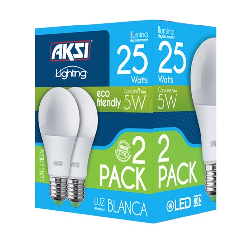 [A129001] Foco LED 2PACK 5W ECO luz blanca, caja color