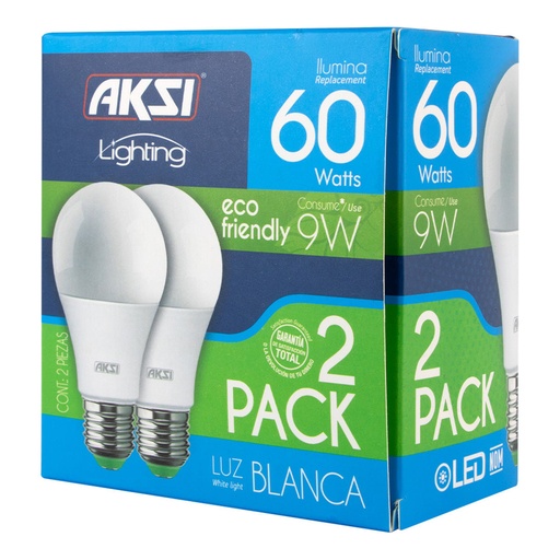 [A129021] Foco LED 2PACK 9W ECO luz blanca, caja color