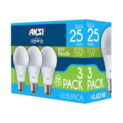[A129002] Foco LED 3PACK 5W ECO luz blanca, caja color