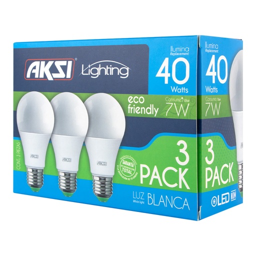 [A129012] Foco LED 3PACK 7W ECO luz blanca, caja color