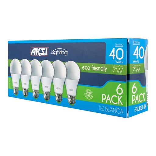 [A129014] Foco LED 6PACK 7W ECO luz blanca, caja color
