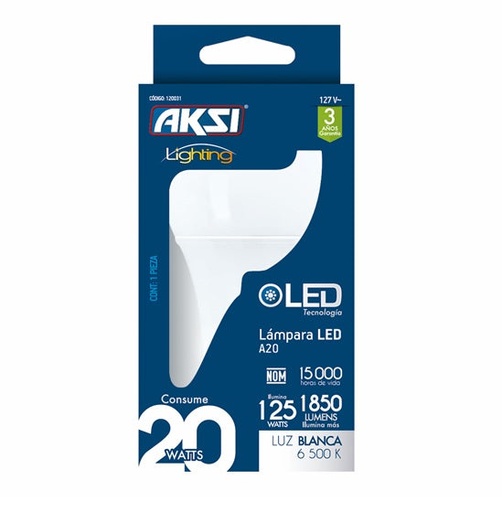 [A120031] Foco LED A 20W luz blanca, caja color