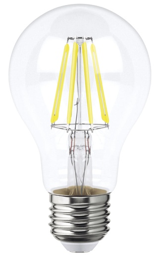 [A115594] Foco LED filamentos A19 6W luz calida, caja color