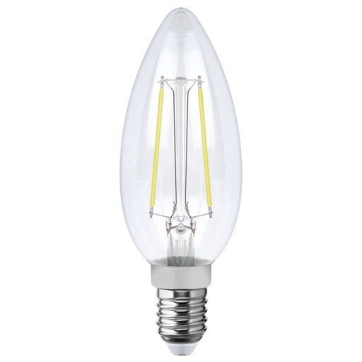 [A115533] Foco LED filamentos VELA 2W luz calida E12, caja color