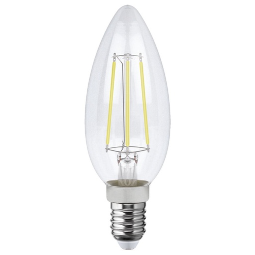 [A115535] Foco LED filamentos VELA 4W luz calida E12, caja color