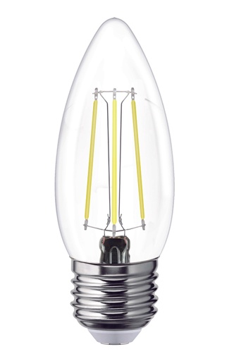 [A115536] Foco LED filamentos VELA 4W luz calida E27, caja color