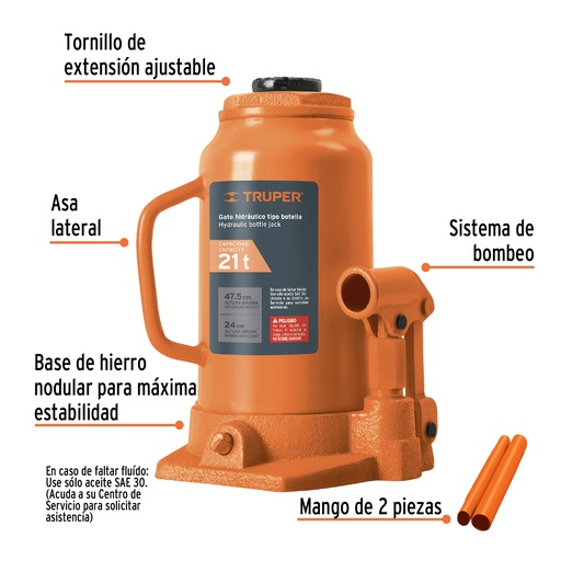 [T14822] Gato hidráulico de botella de 21Ton, Truper - Pag 216