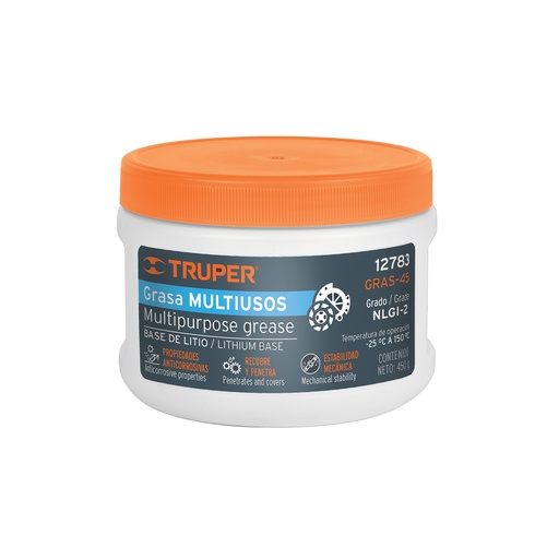 [T12783] Grasa de jabón base litio para chasis, 450 g, Truper - Pag 275