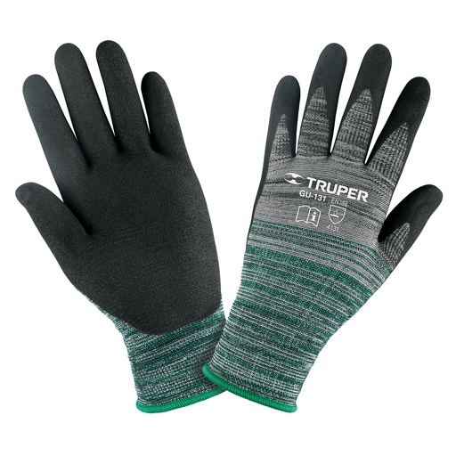 [T17063] Guantes de nylon recubiertos de nitrilo arenoso, CH, Truper - Pag 449