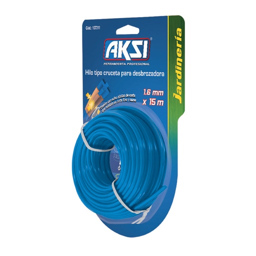 [A107311] Hilo para desbrozadora tipo cruceta  de 1.6mm x15m