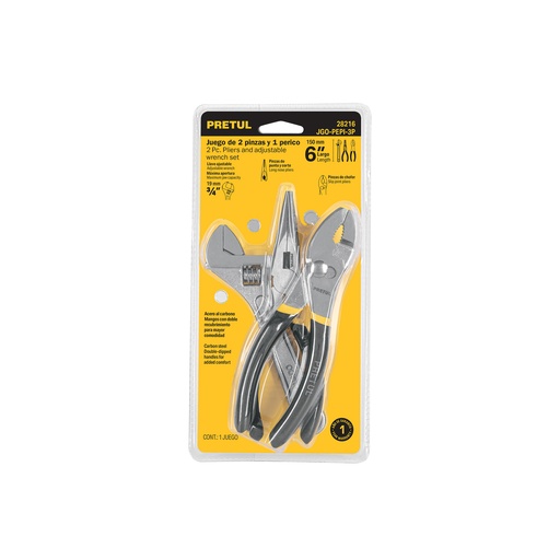 [T28216] Juego de 2 pinzas y 1 llave ajustable mango de vinil, Pretul - Pag 406