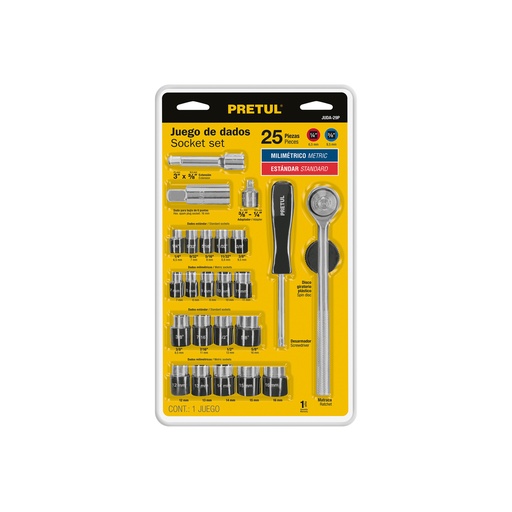 [T23974] Juego de 25 herramientas 1/4' y 3/8' para mecánico, Pretul - Pag 249