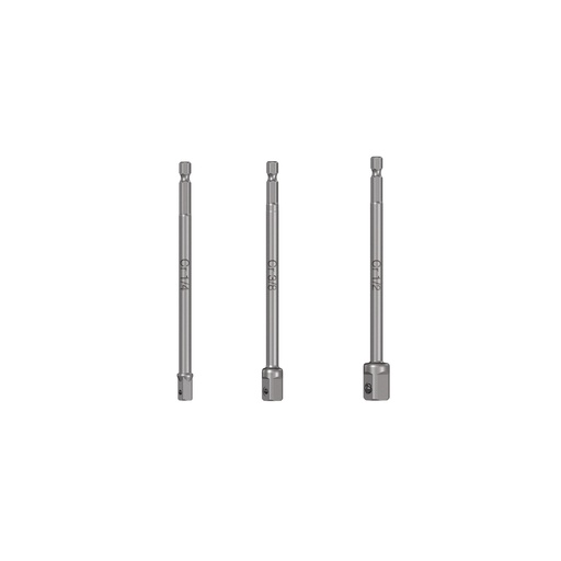 [T19599] Juego de 3 adaptadores largos para dados de 1/4, 3/8 y 1/2' - Pag 425