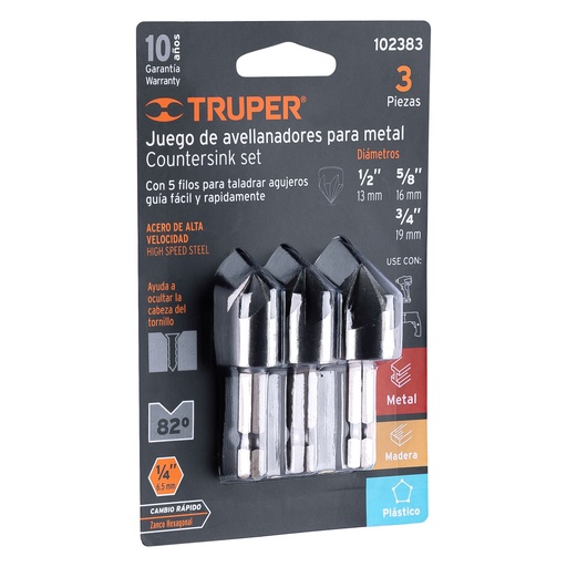 [T102383] Juego de 3 avellanadores HSS, Truper - Pag 73