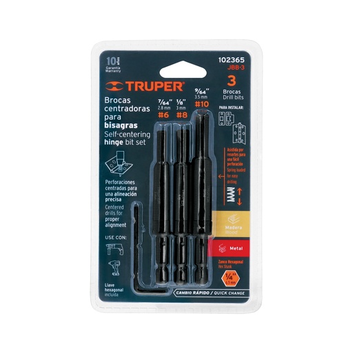 [T102365] Juego de 3 brocas para bisagra, Truper - Pag 84