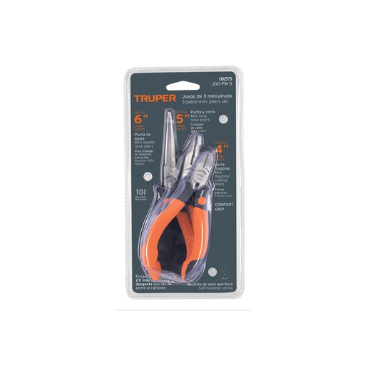 [T18215] Juego de 3 mini pinzas mango Comfort Grip, Truper - Pag 406