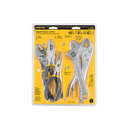 [T22971] Juego de 4 pinzas y 1 llave ajustable mango de vinil, Pretul - Pag 406