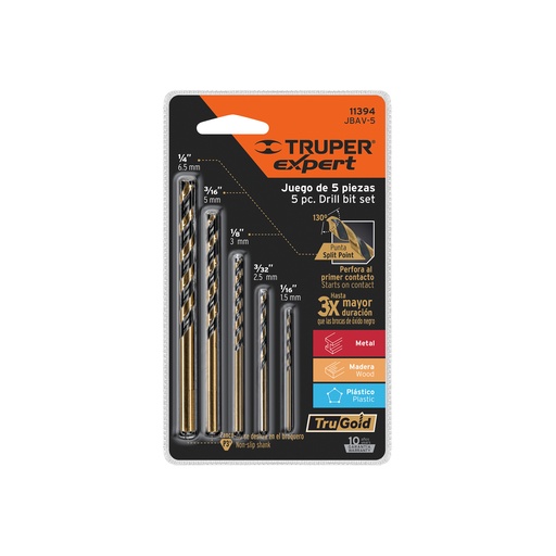 [T11394] Juego de 5 brocas HSS para metal, Truper Expert - Pag 71