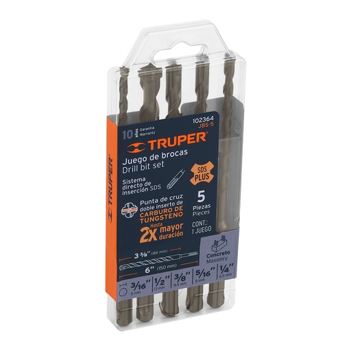 [T102364] Juego de 5 brocas para concreto SDS Plus, Truper - Pag 78