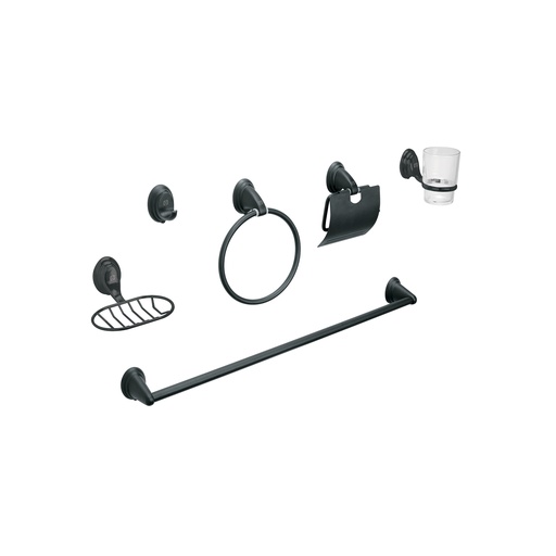 [T49163] Juego de 6 acc. p/baño negro mate chapetón ovalado, Aqua - Pag 635