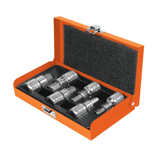 [T13926] Juego de 6 dados cuadro 1/2' punta hex mm, estuche metálico - Pag 153