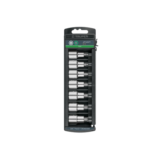 [T102237] Juego de 7 dados cuadro 1/2' punta torx, Truper - Pag 153