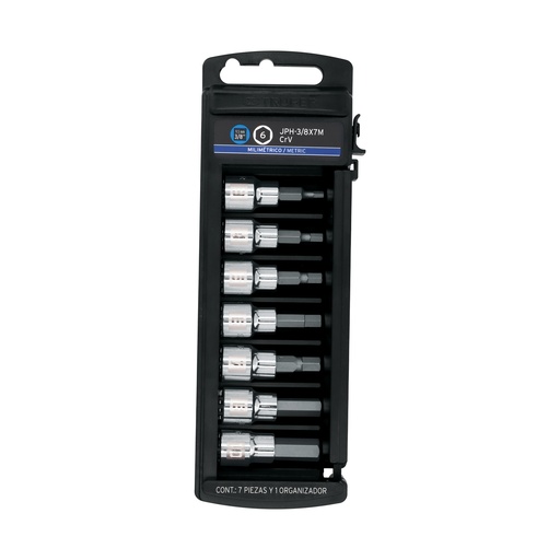 [T14170] Juego de 7 dados cuadro 3/8' punta hexagonal mm, Truper - Pag 151