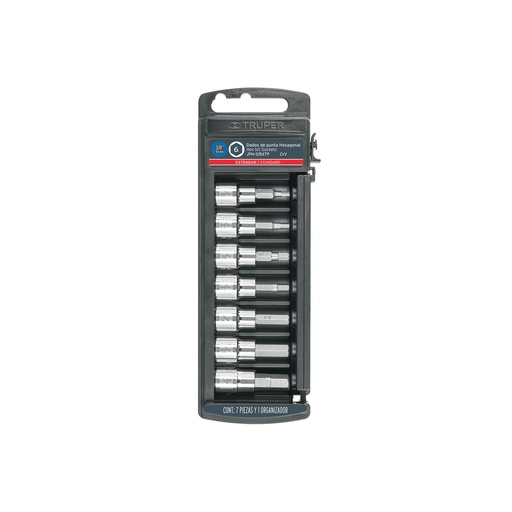 [T14169] Juego de 7 dados punta hexagonal std, cuadro 3/8', Truper - Pag 151