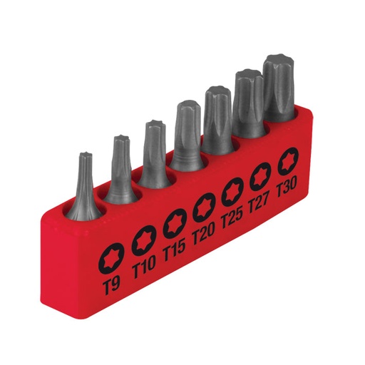 [A114004] Juego de 7 puntas  TORX  (T9, T10, T15, T20, T25, T27, T30) 25 mm (1")