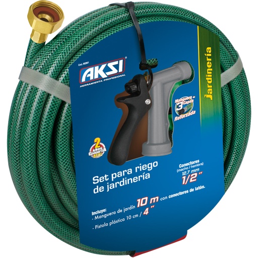 [A102931] Kit manguera de jardin 10 mts con pistola de riego 4"