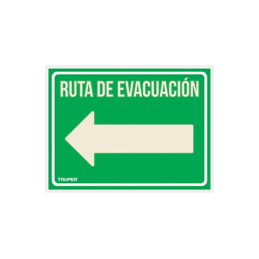 [T18369] Letrero de señalización 'RUTA EVACUACIÓN IZQUIERDA',21x28 cm - Pag 465